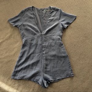 Urban Outfitters Powder Blue Satin Romper
